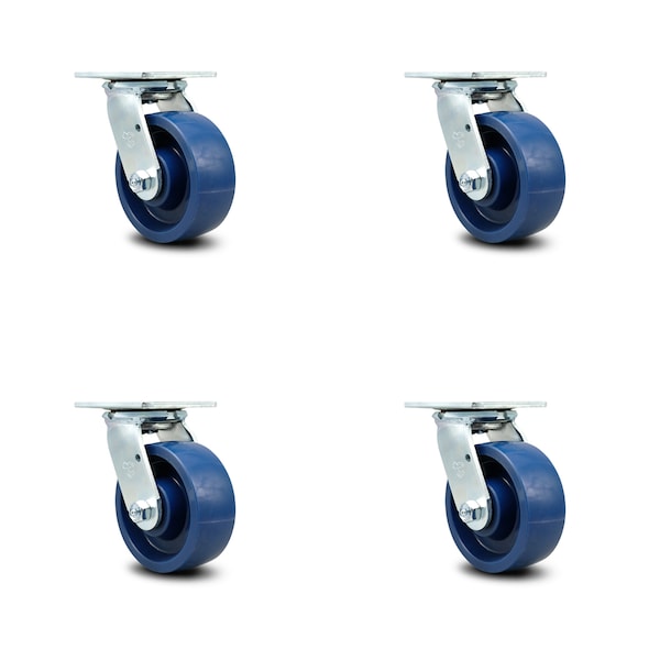 Service Caster 5 Inch Solid Polyurethane Wheel Swivel Caster Set with Roller Bearings SCC SCC-30CS520-SPUR-4 - main